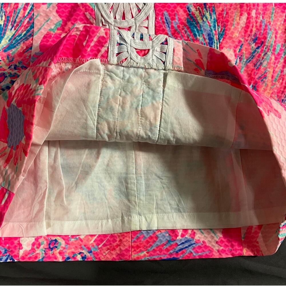 Lilly Pultizer Size Small Tana Shift Pink Floral White Soutache Lined Zip - Picture 8 of 11